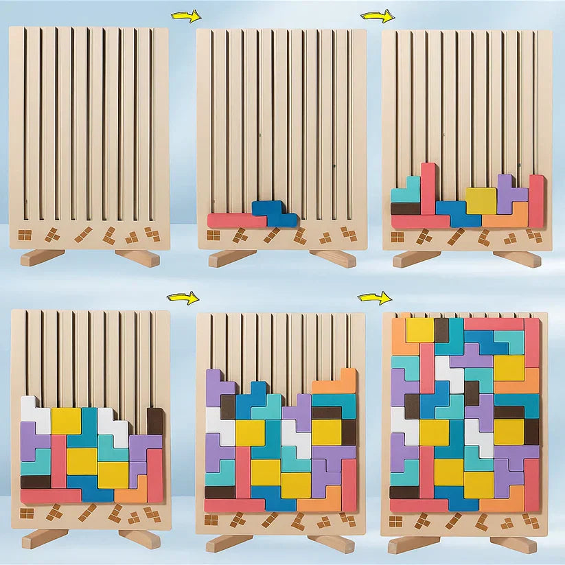 Wooden Tetris Puzzle Board – The Perfect Brain Break for Your Desk