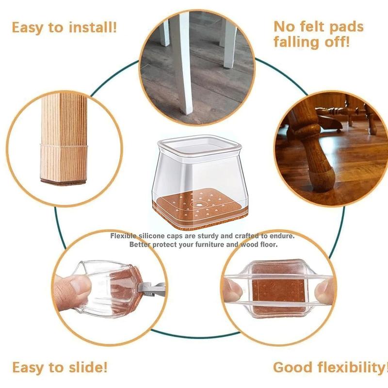 Chair Leg Protectors 24-Piece Set – Silent Gliding, No Scratching on the Floor