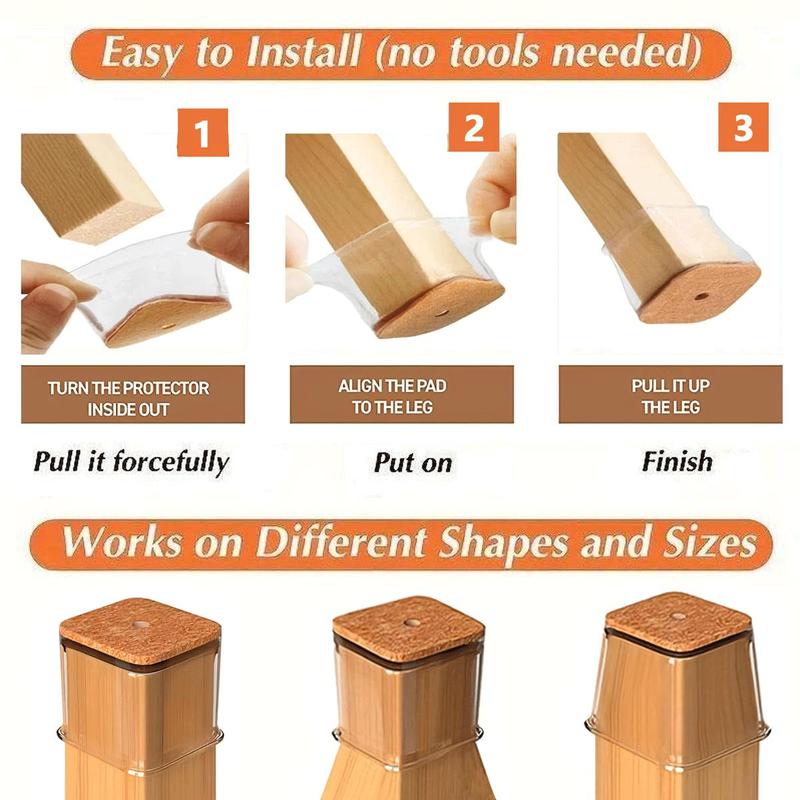 Chair Leg Protectors 24-Piece Set – Silent Gliding, No Scratching on the Floor